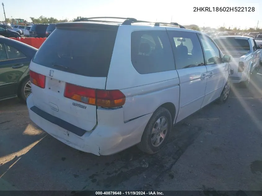 2002 Honda Odyssey Ex VIN: 2HKRL18602H522128 Lot: 40879648