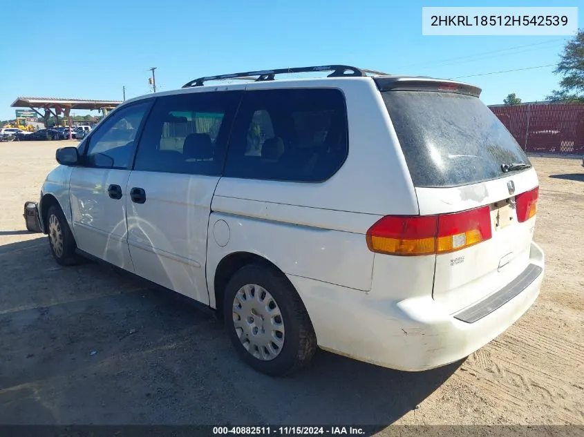 2002 Honda Odyssey Lx VIN: 2HKRL18512H542539 Lot: 40882511