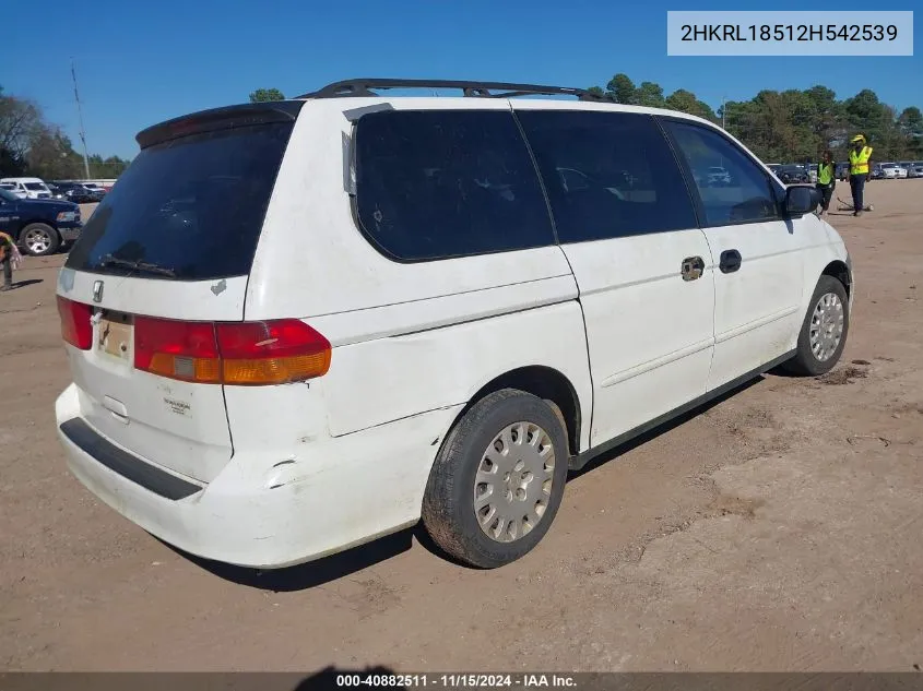 2002 Honda Odyssey Lx VIN: 2HKRL18512H542539 Lot: 40882511