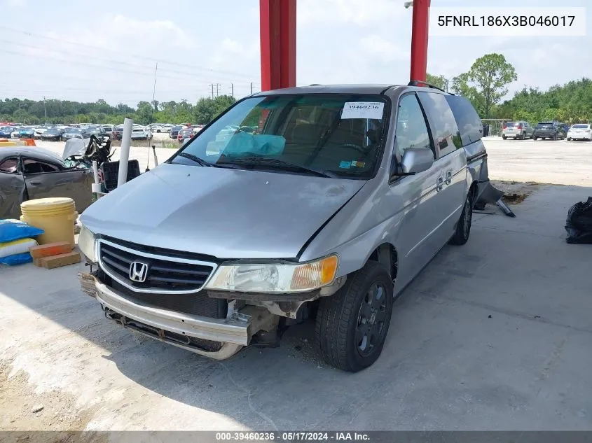 2003 Honda Odyssey Ex VIN: 5FNRL186X3B046017 Lot: 39460236