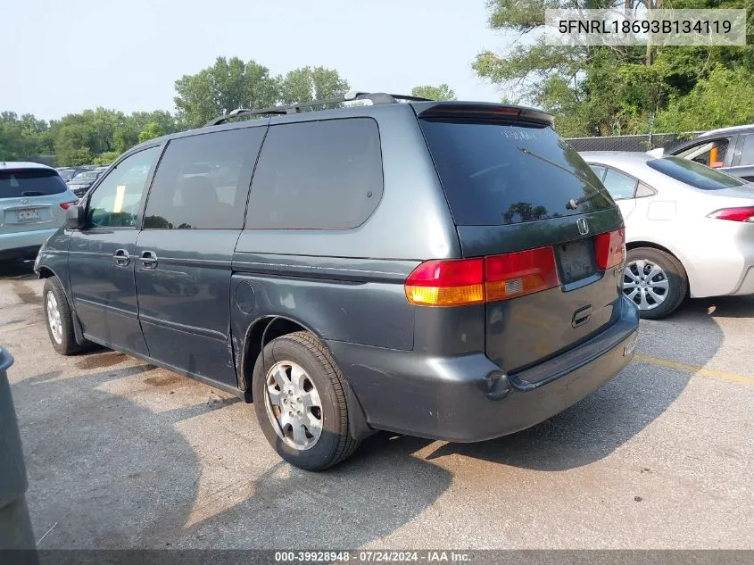 2003 Honda Odyssey Ex VIN: 5FNRL18693B134119 Lot: 39928948