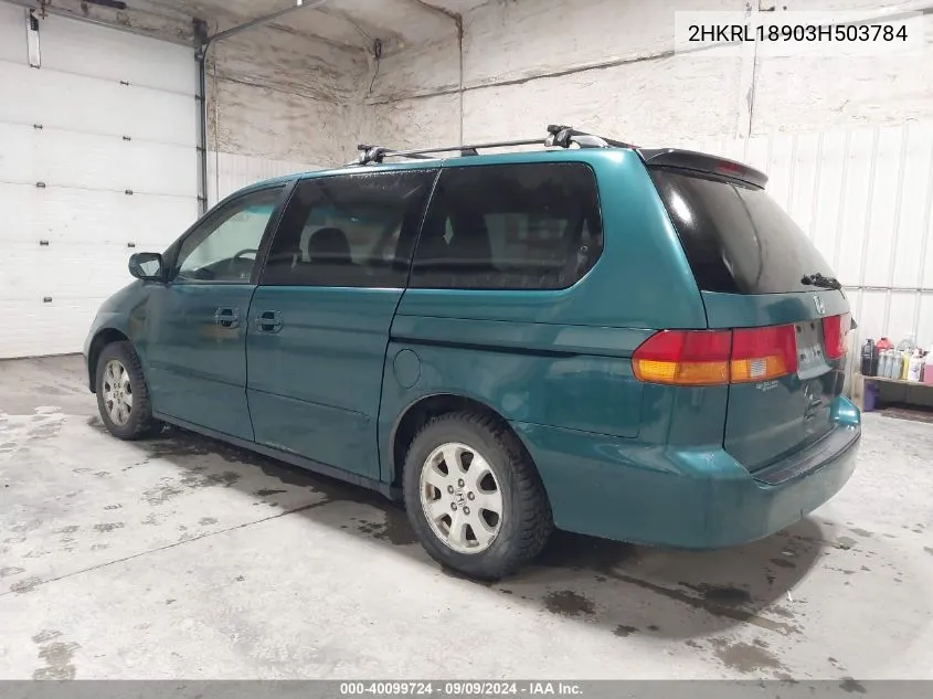 2003 Honda Odyssey Ex-L VIN: 2HKRL18903H503784 Lot: 40099724