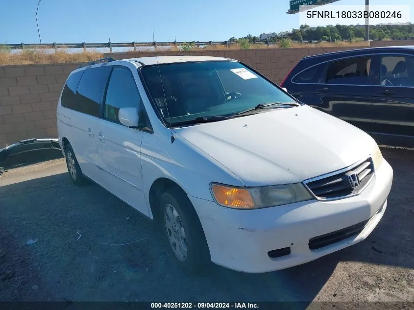 2003 Honda Odyssey Ex-L VIN: 5FNRL18033B080246 Lot: 40251202