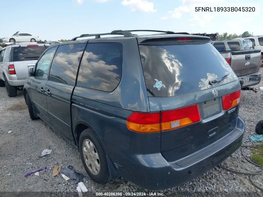 2003 Honda Odyssey Ex-L VIN: 5FNRL18933B045320 Lot: 40286395