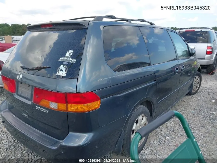 2003 Honda Odyssey Ex-L VIN: 5FNRL18933B045320 Lot: 40286395