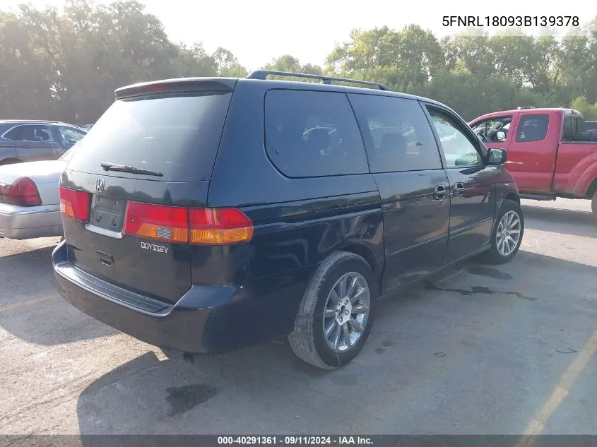 2003 Honda Odyssey Ex-L VIN: 5FNRL18093B139378 Lot: 40291361