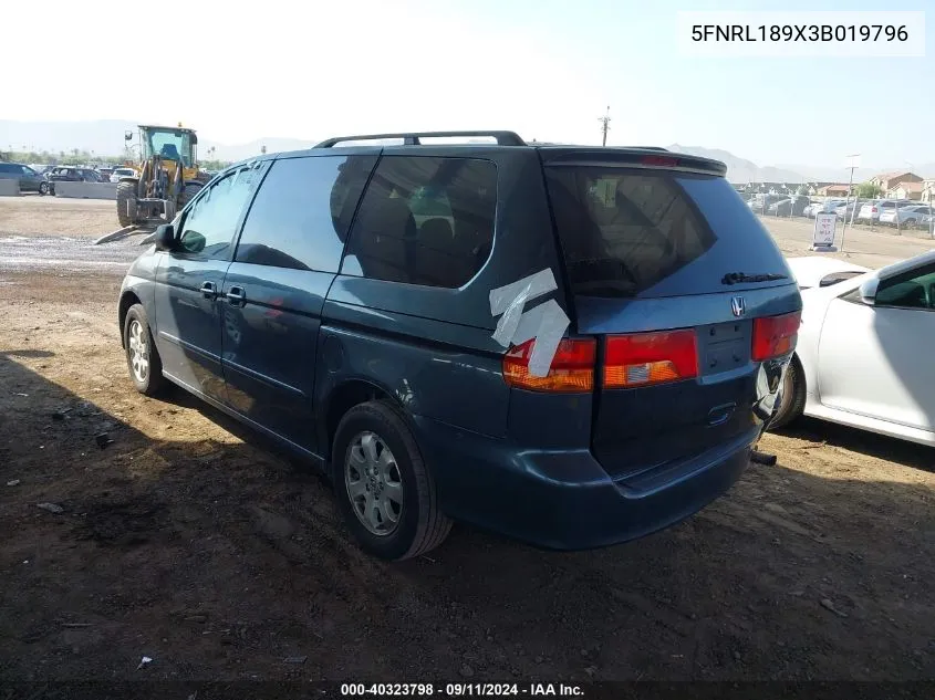 2003 Honda Odyssey Exl VIN: 5FNRL189X3B019796 Lot: 40323798