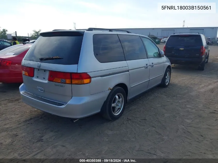 2003 Honda Odyssey Ex-L VIN: 5FNRL18003B150561 Lot: 40350388