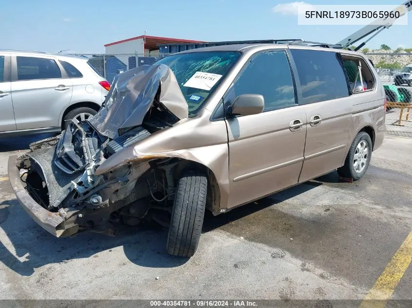 2003 Honda Odyssey Ex-L VIN: 5FNRL18973B065960 Lot: 40354781