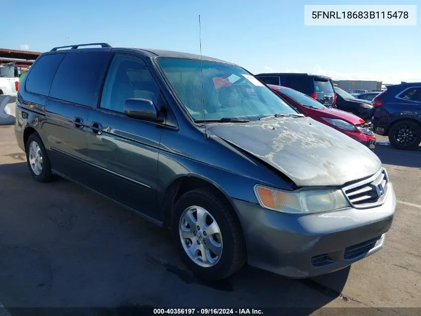 2003 Honda Odyssey Ex VIN: 5FNRL18683B115478 Lot: 40356197