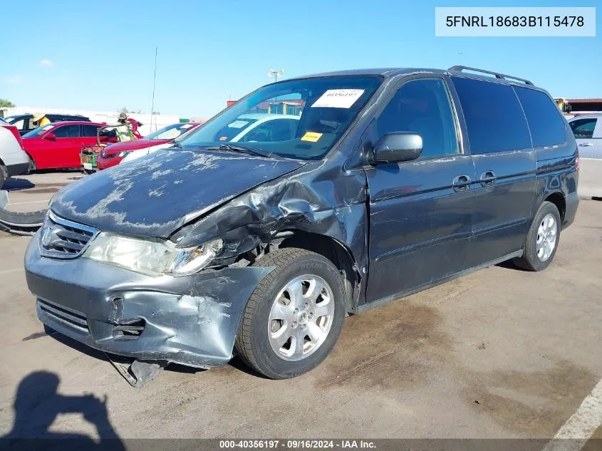 2003 Honda Odyssey Ex VIN: 5FNRL18683B115478 Lot: 40356197