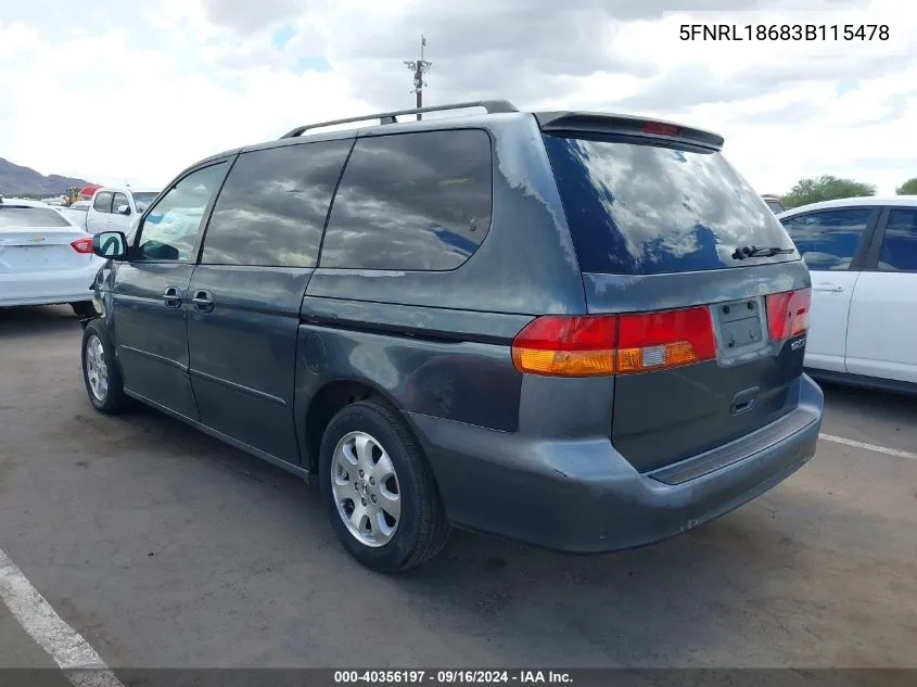 2003 Honda Odyssey Ex VIN: 5FNRL18683B115478 Lot: 40356197