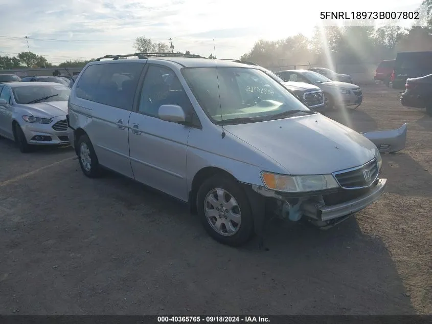 2003 Honda Odyssey Exl VIN: 5FNRL18973B007802 Lot: 40365765