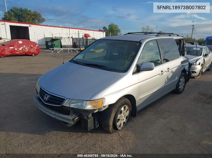 2003 Honda Odyssey Exl VIN: 5FNRL18973B007802 Lot: 40365765