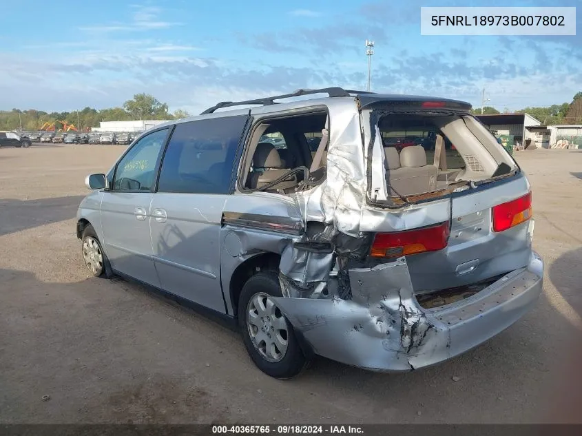 2003 Honda Odyssey Exl VIN: 5FNRL18973B007802 Lot: 40365765