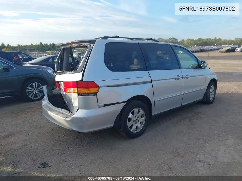 2003 Honda Odyssey Exl VIN: 5FNRL18973B007802 Lot: 40365765