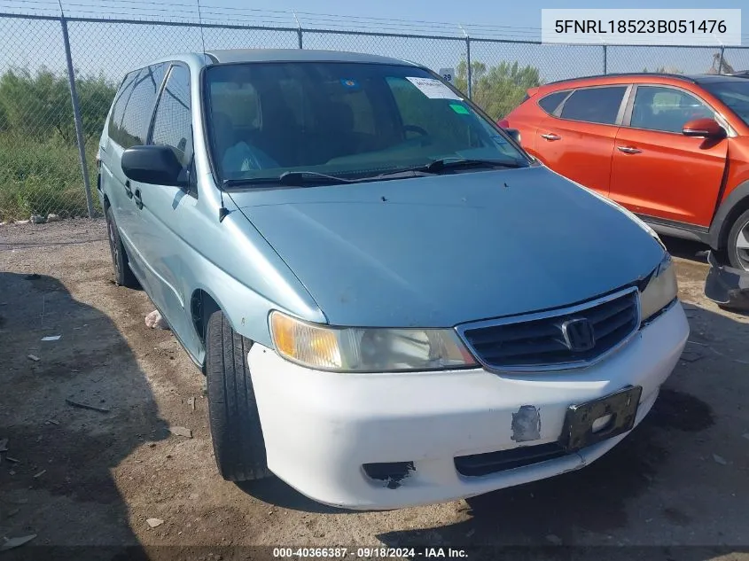 2003 Honda Odyssey Lx VIN: 5FNRL18523B051476 Lot: 40366387