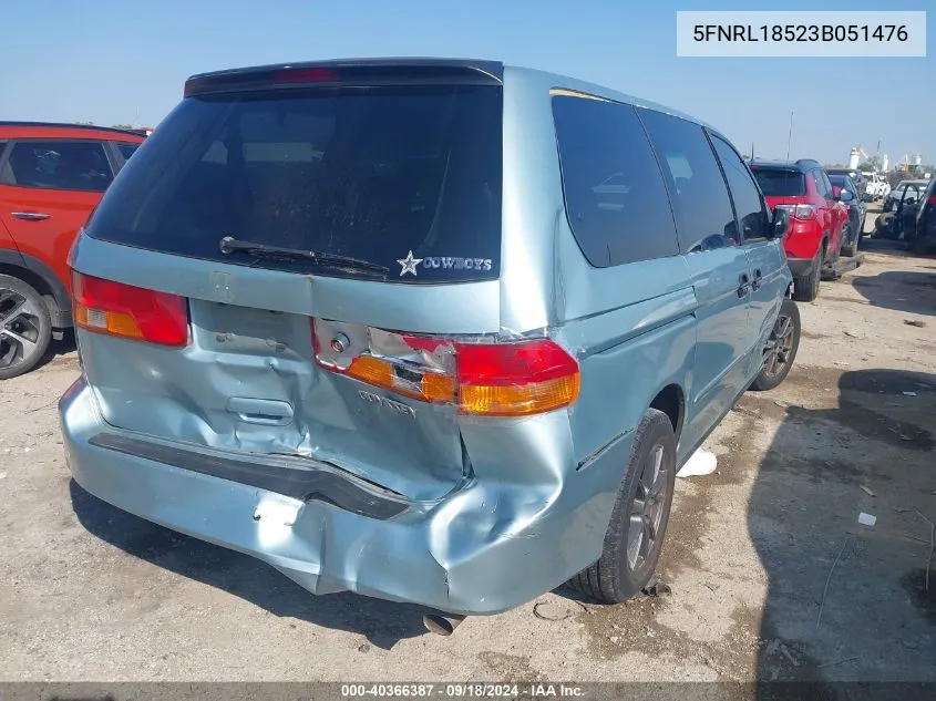 2003 Honda Odyssey Lx VIN: 5FNRL18523B051476 Lot: 40366387