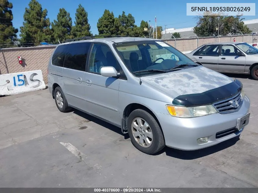 2003 Honda Odyssey Ex-L VIN: 5FNRL18953B026249 Lot: 40378600