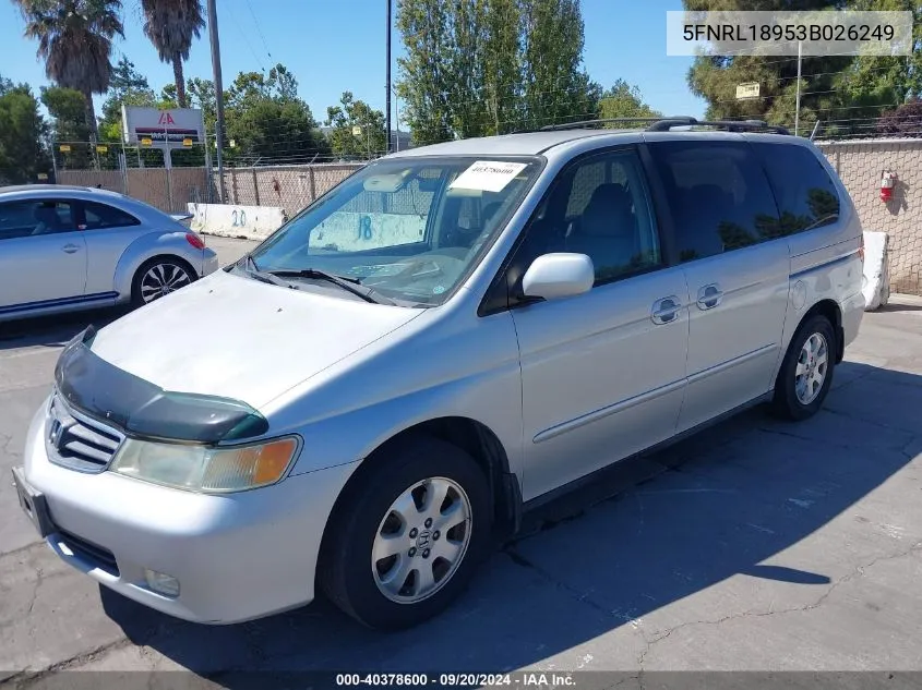 2003 Honda Odyssey Ex-L VIN: 5FNRL18953B026249 Lot: 40378600