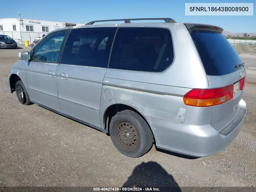 2003 Honda Odyssey Ex VIN: 5FNRL18643B008900 Lot: 40427439