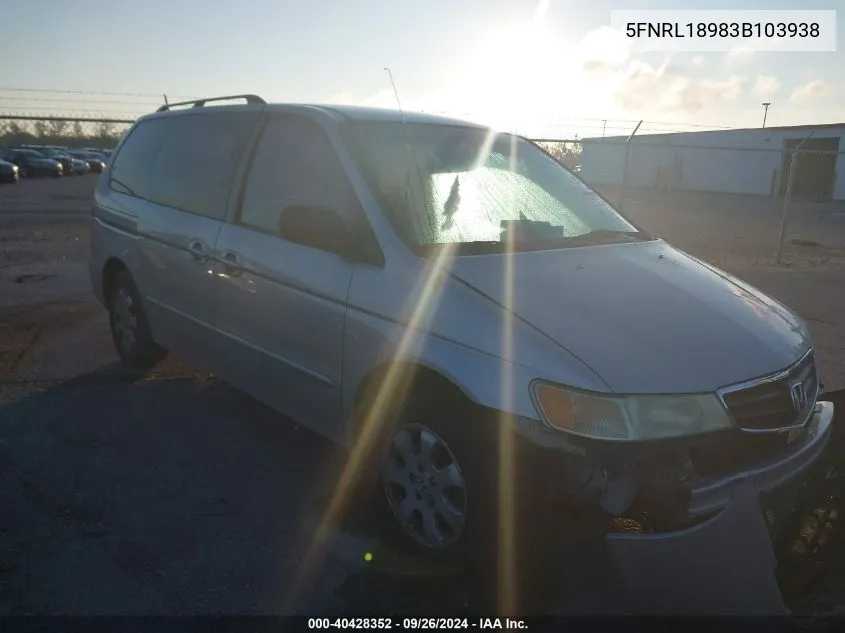 5FNRL18983B103938 2003 Honda Odyssey Ex-L