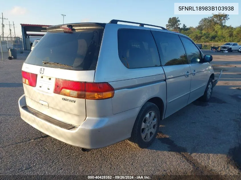 5FNRL18983B103938 2003 Honda Odyssey Ex-L