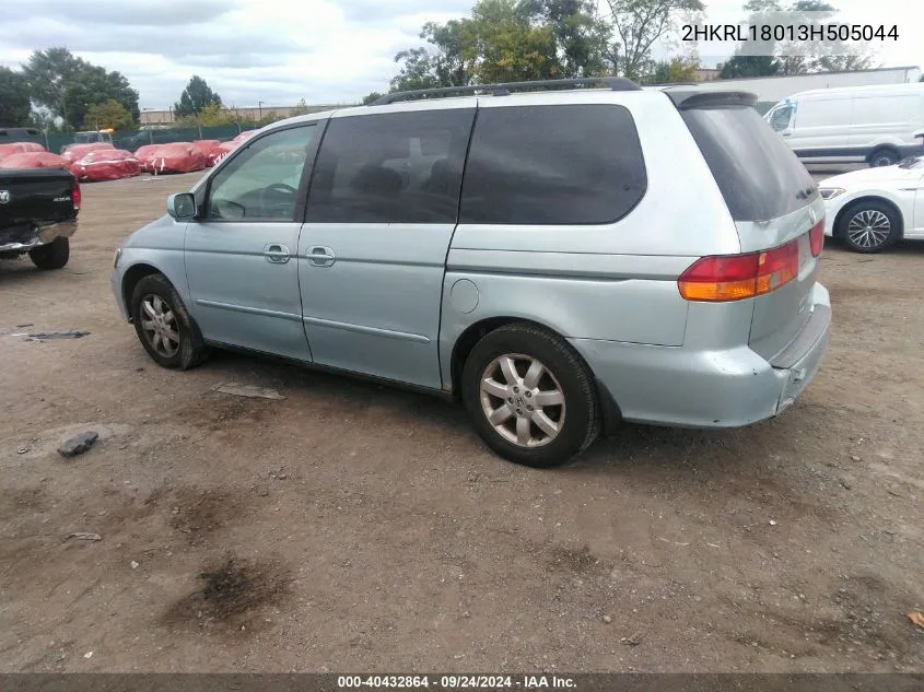 2003 Honda Odyssey Ex-L VIN: 2HKRL18013H505044 Lot: 40432864