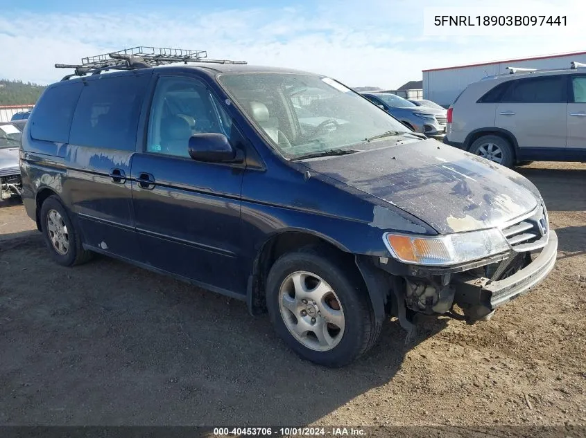 2003 Honda Odyssey Ex-L VIN: 5FNRL18903B097441 Lot: 40453706