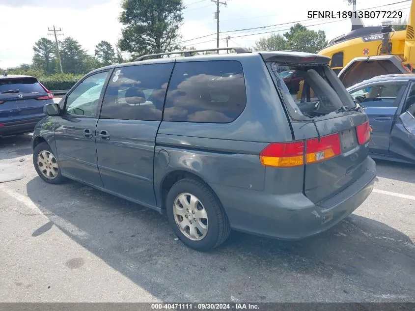 2003 Honda Odyssey Ex-L VIN: 5FNRL18913B077229 Lot: 40471111