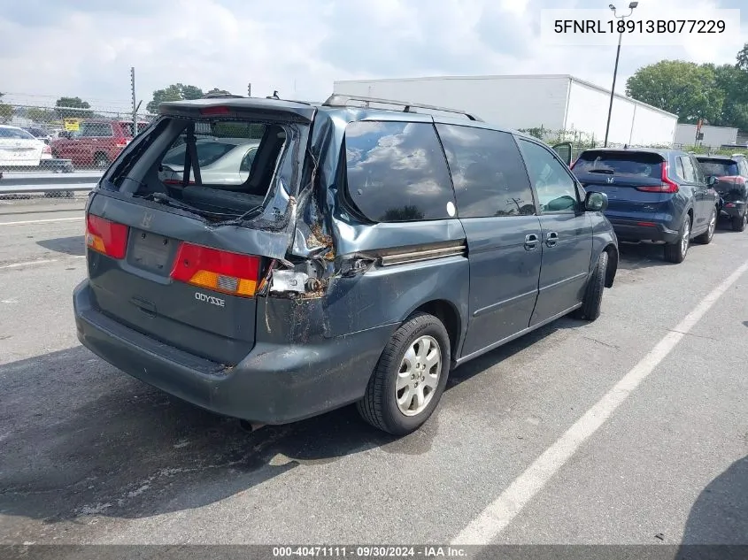 2003 Honda Odyssey Ex-L VIN: 5FNRL18913B077229 Lot: 40471111