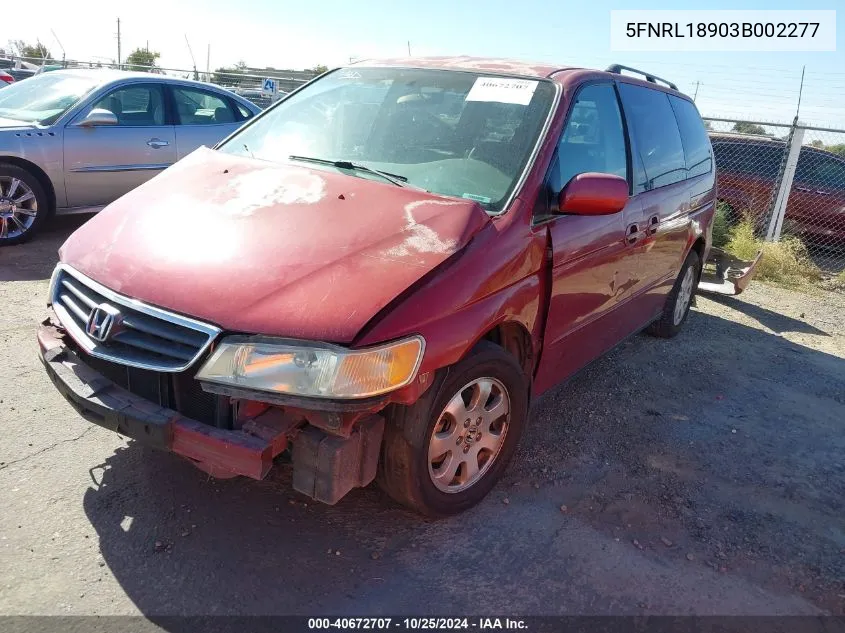 2003 Honda Odyssey Ex-L VIN: 5FNRL18903B002277 Lot: 40672707