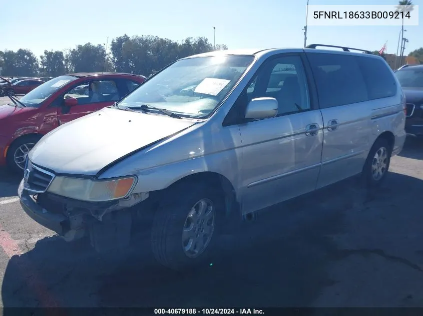 2003 Honda Odyssey Ex VIN: 5FNRL18633B009214 Lot: 40679188