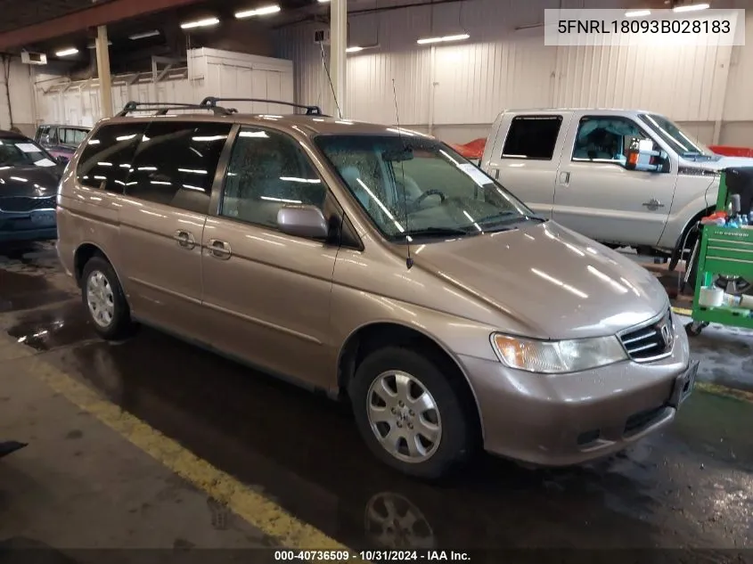 2003 Honda Odyssey Ex-L VIN: 5FNRL18093B028183 Lot: 40736509