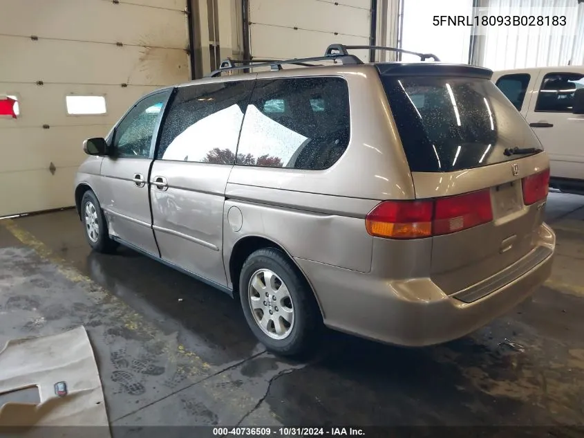 2003 Honda Odyssey Ex-L VIN: 5FNRL18093B028183 Lot: 40736509