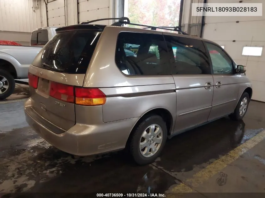 2003 Honda Odyssey Ex-L VIN: 5FNRL18093B028183 Lot: 40736509