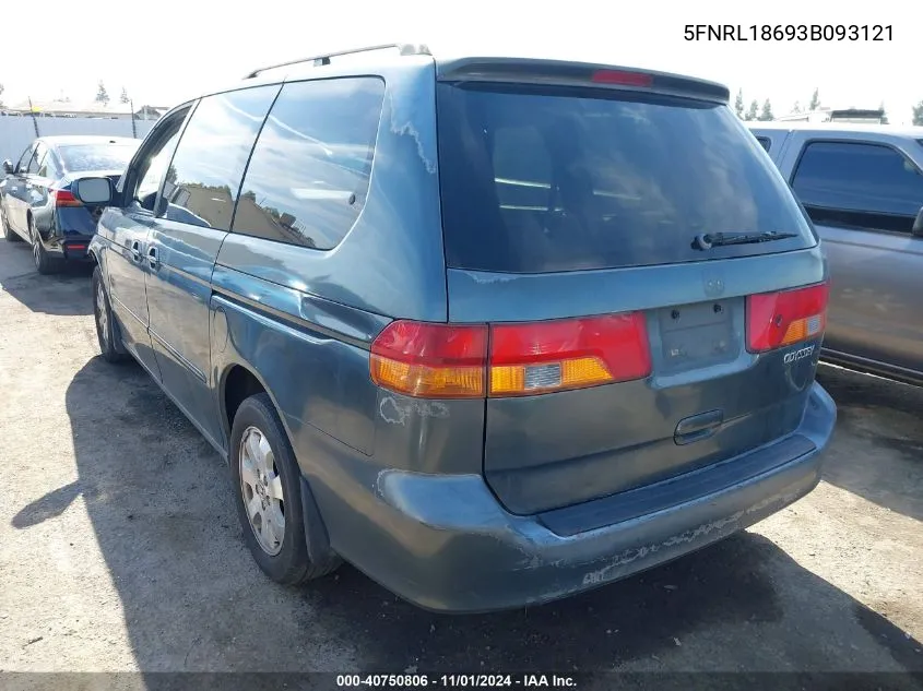 2003 Honda Odyssey Ex VIN: 5FNRL18693B093121 Lot: 40750806