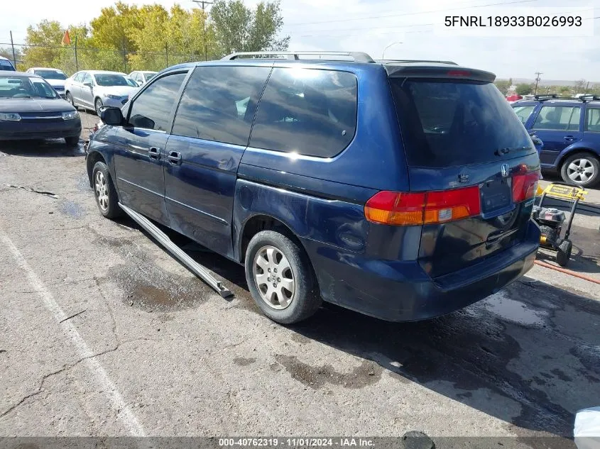 2003 Honda Odyssey Ex-L VIN: 5FNRL18933B026993 Lot: 40762319