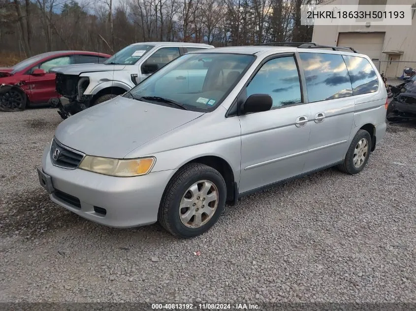 2003 Honda Odyssey Ex VIN: 2HKRL18633H501193 Lot: 40813192