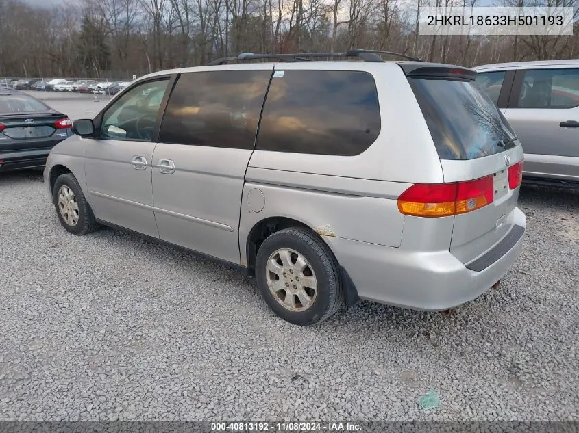 2003 Honda Odyssey Ex VIN: 2HKRL18633H501193 Lot: 40813192