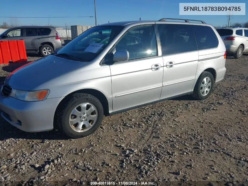 2003 Honda Odyssey Ex-L VIN: 5FNRL18783B094785 Lot: 40813615