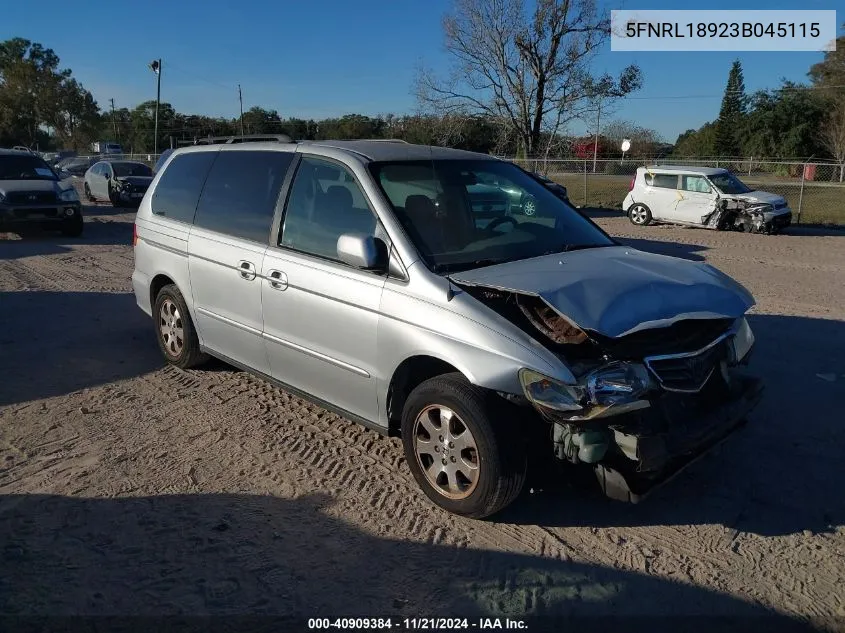 2003 Honda Odyssey Exl VIN: 5FNRL18923B045115 Lot: 40909384