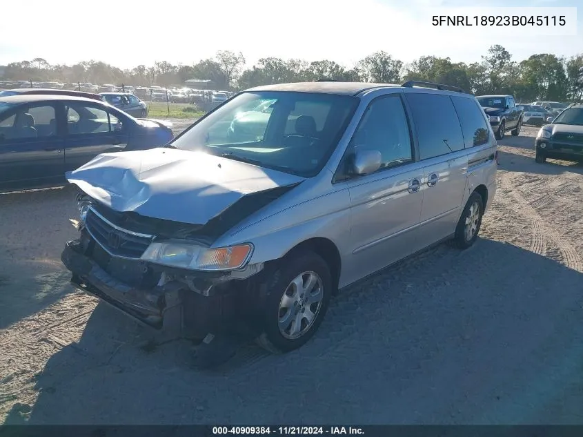 2003 Honda Odyssey Exl VIN: 5FNRL18923B045115 Lot: 40909384