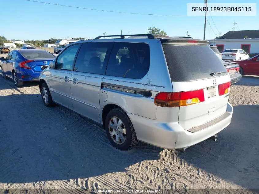 2003 Honda Odyssey Exl VIN: 5FNRL18923B045115 Lot: 40909384