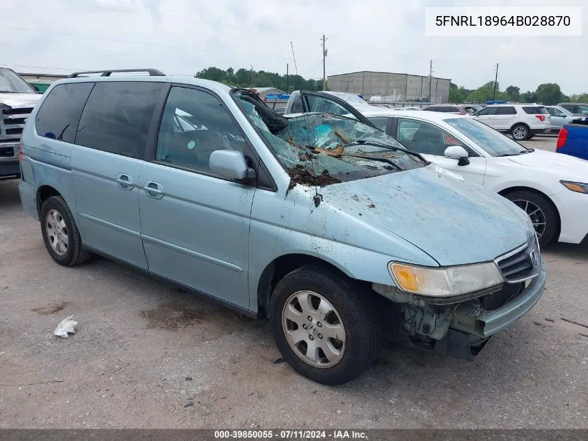 2004 Honda Odyssey Ex-L VIN: 5FNRL18964B028870 Lot: 39850055