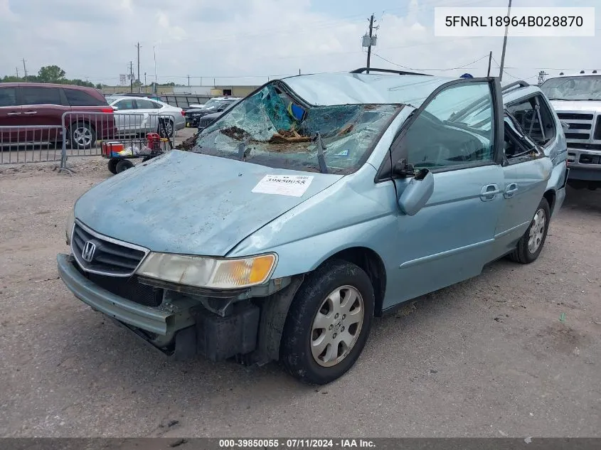 2004 Honda Odyssey Ex-L VIN: 5FNRL18964B028870 Lot: 39850055