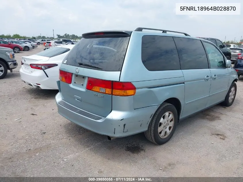 2004 Honda Odyssey Ex-L VIN: 5FNRL18964B028870 Lot: 39850055