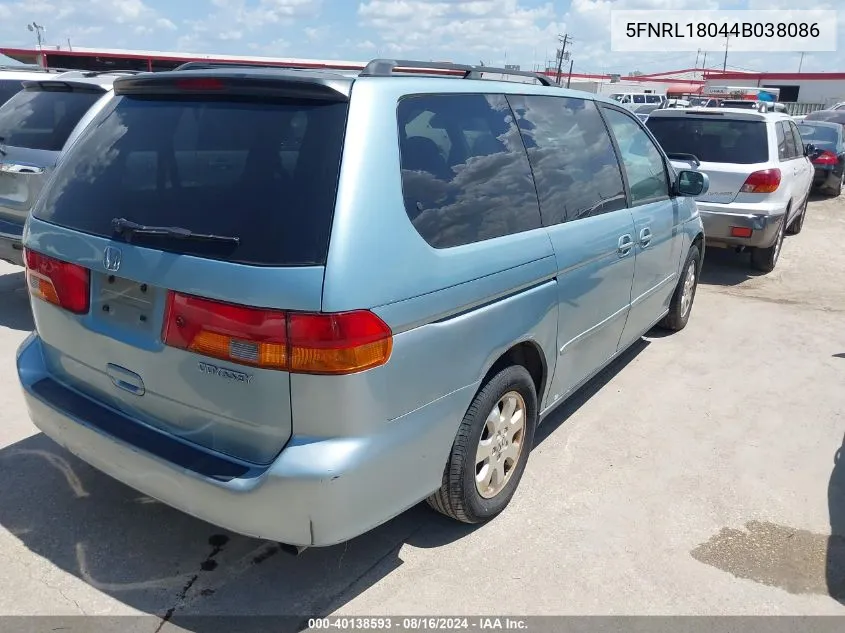 2004 Honda Odyssey Ex-L VIN: 5FNRL18044B038086 Lot: 40138593