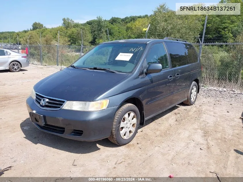 2004 Honda Odyssey Ex VIN: 5FNRL18634B137261 Lot: 40196060