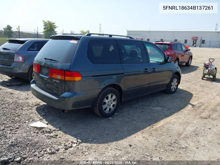 2004 Honda Odyssey Ex VIN: 5FNRL18634B137261 Lot: 40196060